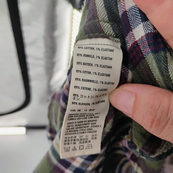 Abercrombie & Fitch Women's Olive Green Plaid Button Up Boyfriend Shirt flannel - Picture 3 of 11